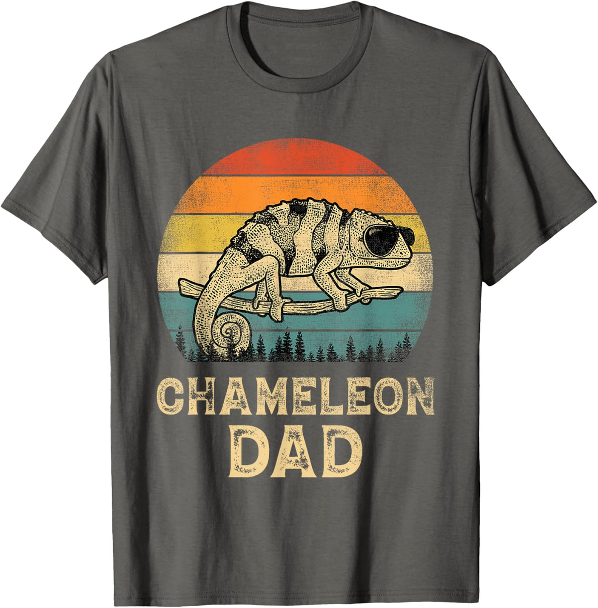 Vintage Chameleon Dad Chameleon Lovers Daddy Father's Day T-Shirt - Asphalt Grey