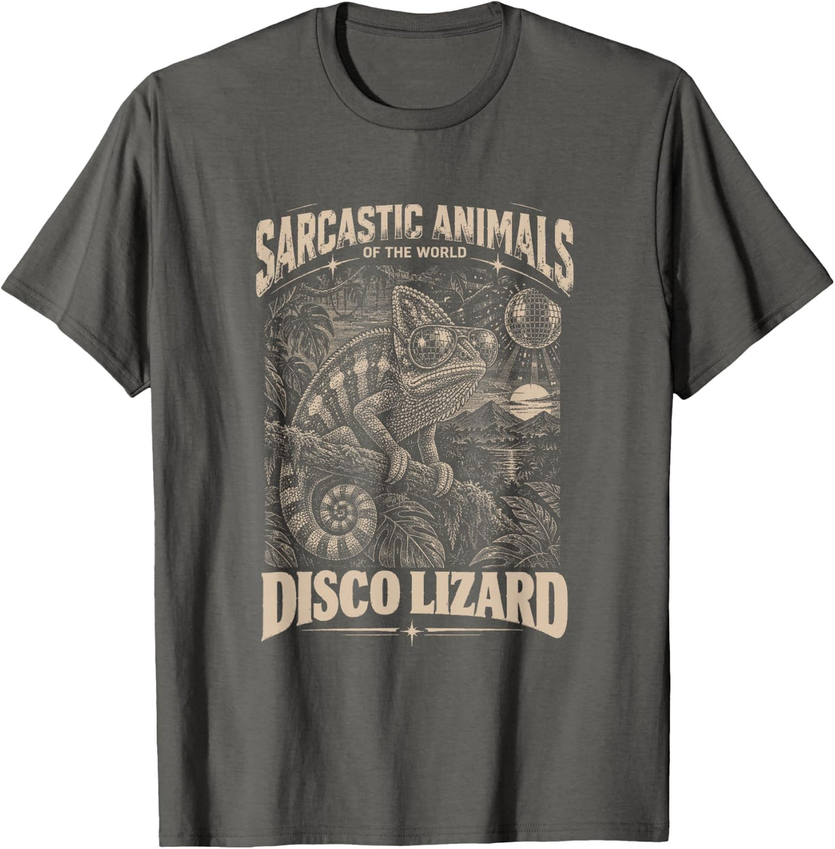 Chameleon Sarcastic Animal Names Funny T-Shirt - Asphalt Grey