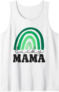 Lucky Mama St Patricks Boho Rainbow Mother Daughter Matching Sleeveless Tank Top - White