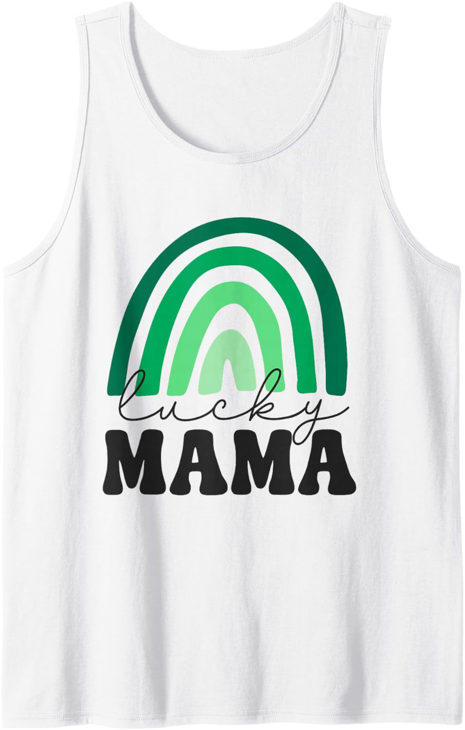 Lucky Mama St Patricks Boho Rainbow Mother Daughter Matching Sleeveless Tank Top - White