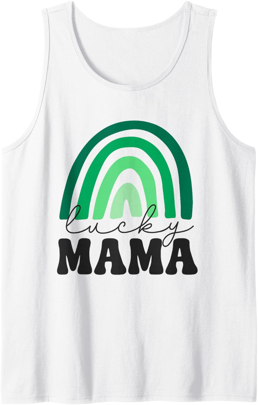 Lucky Mama St Patricks Boho Rainbow Mother Daughter Matching Sleeveless Tank Top - White