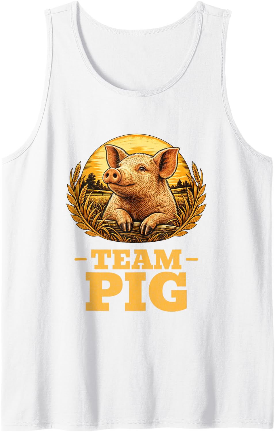 Team Pig Vintage Farm Retro Animal Lover Sleeveless Tank Top - White