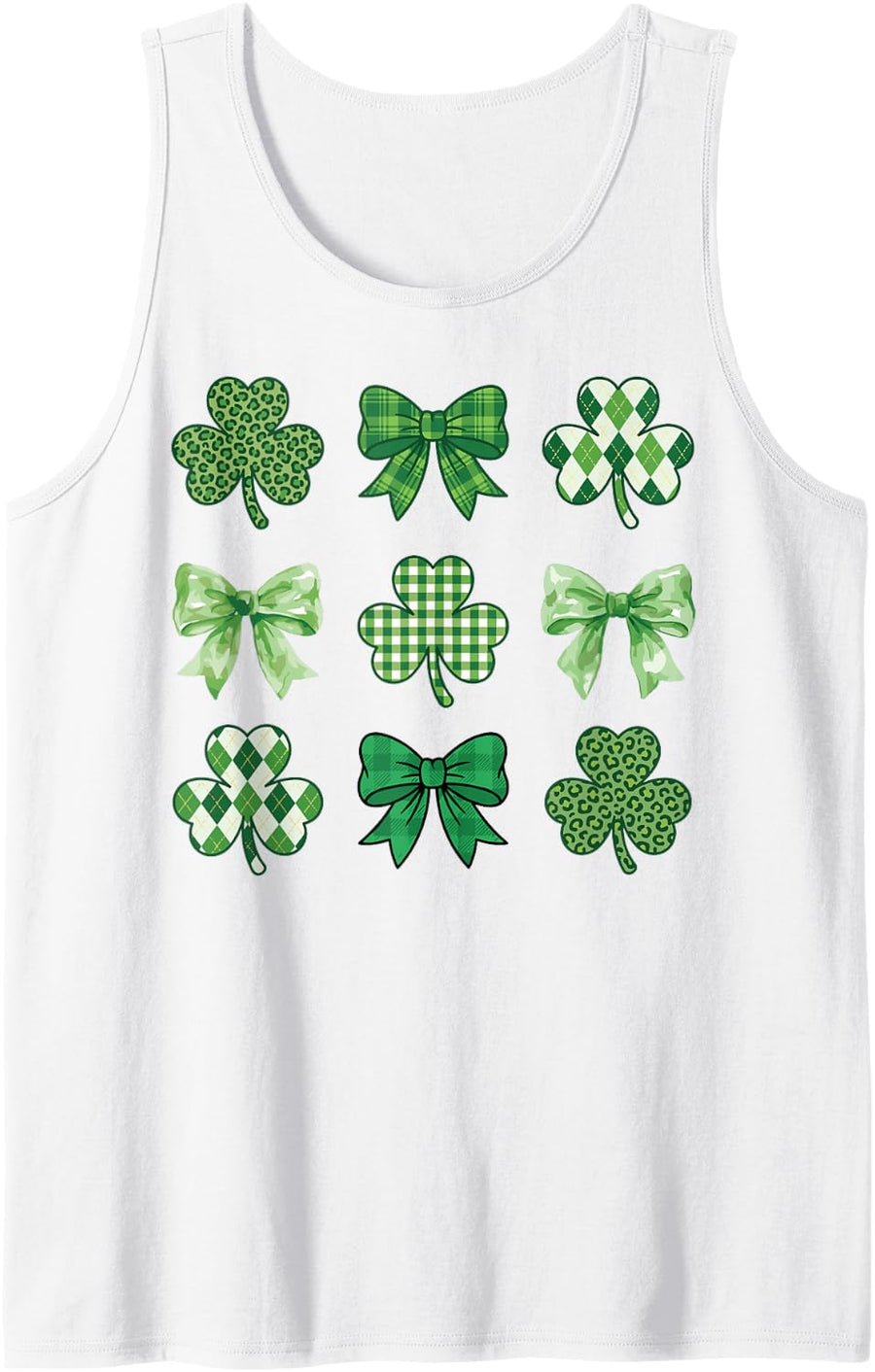 Saint Pattys Shamrock Coquette Bow St Patricks Day Girls Sleeveless Tank Top - White