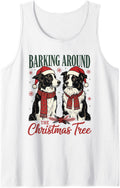 Barking Around The Christmas Tree Border Collie Xmas Sleeveless Tank Top - White