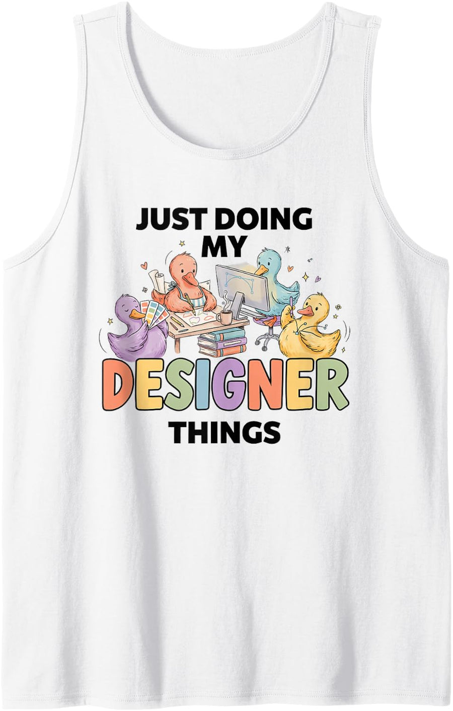 Visual Arts Digital Design Designer Sleeveless Tank Top - White