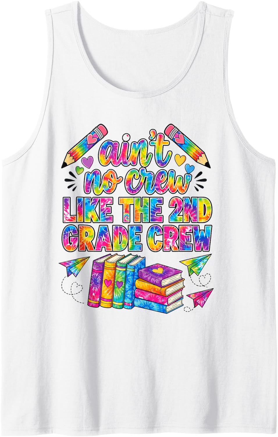 Ain't No Crew Like The 2nd Grade Crew Teacher Sleeveless Tank Top - White