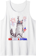 Funny Raccoon 4th Of July Patriotic Cute Red White And Feral Tank Top - White