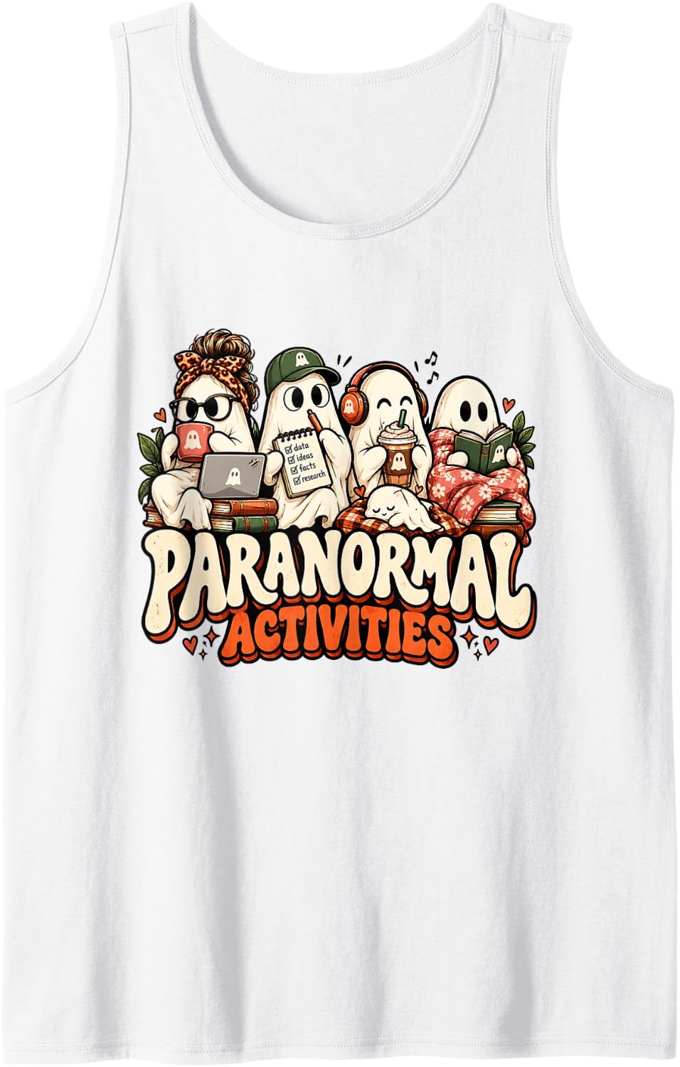 Paranormal Activities Ghost Paraprofessional Halloween Sleeveless Tank Top - White