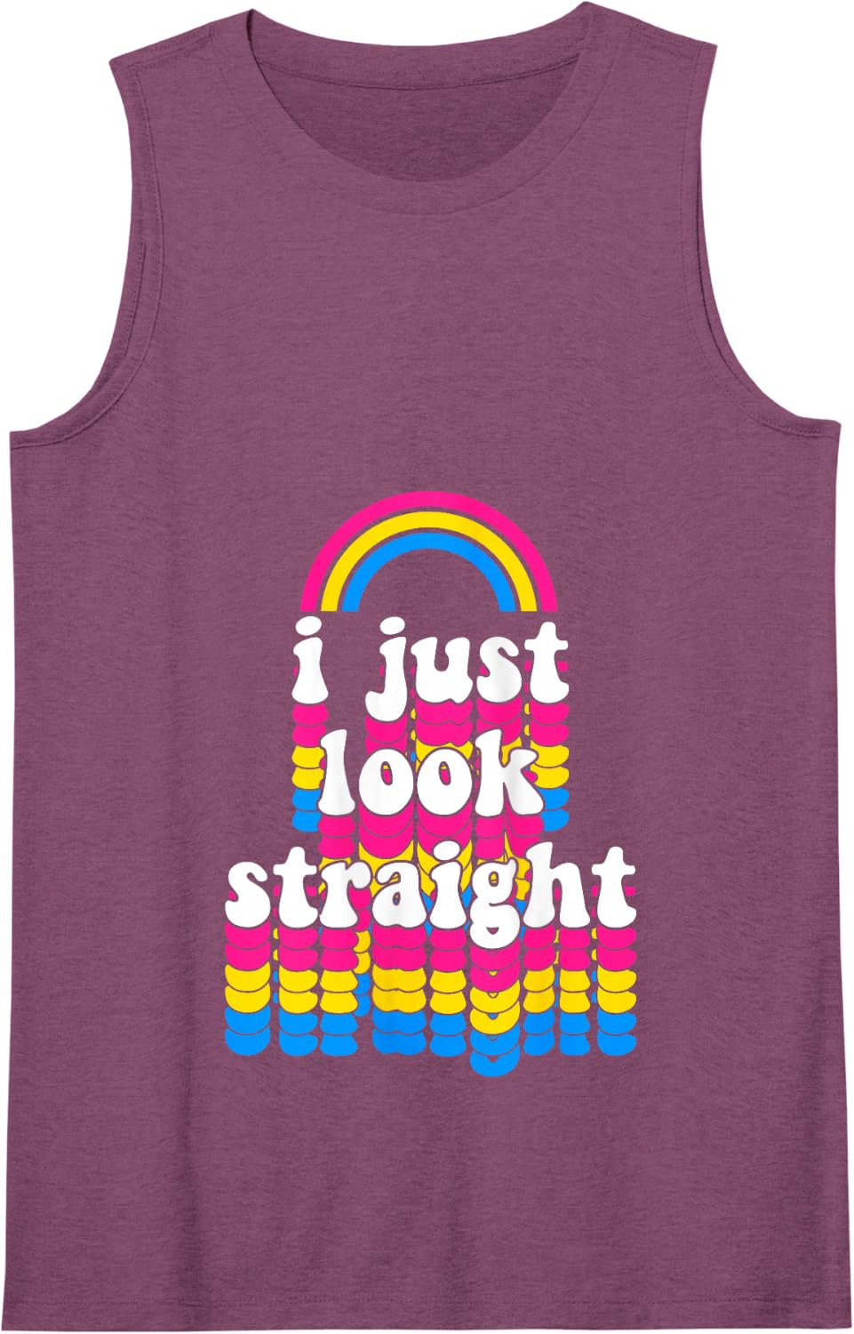 I Just Look Straight - Pansexual Pride Flag Bohemian Rainbow Tank Top - Purple