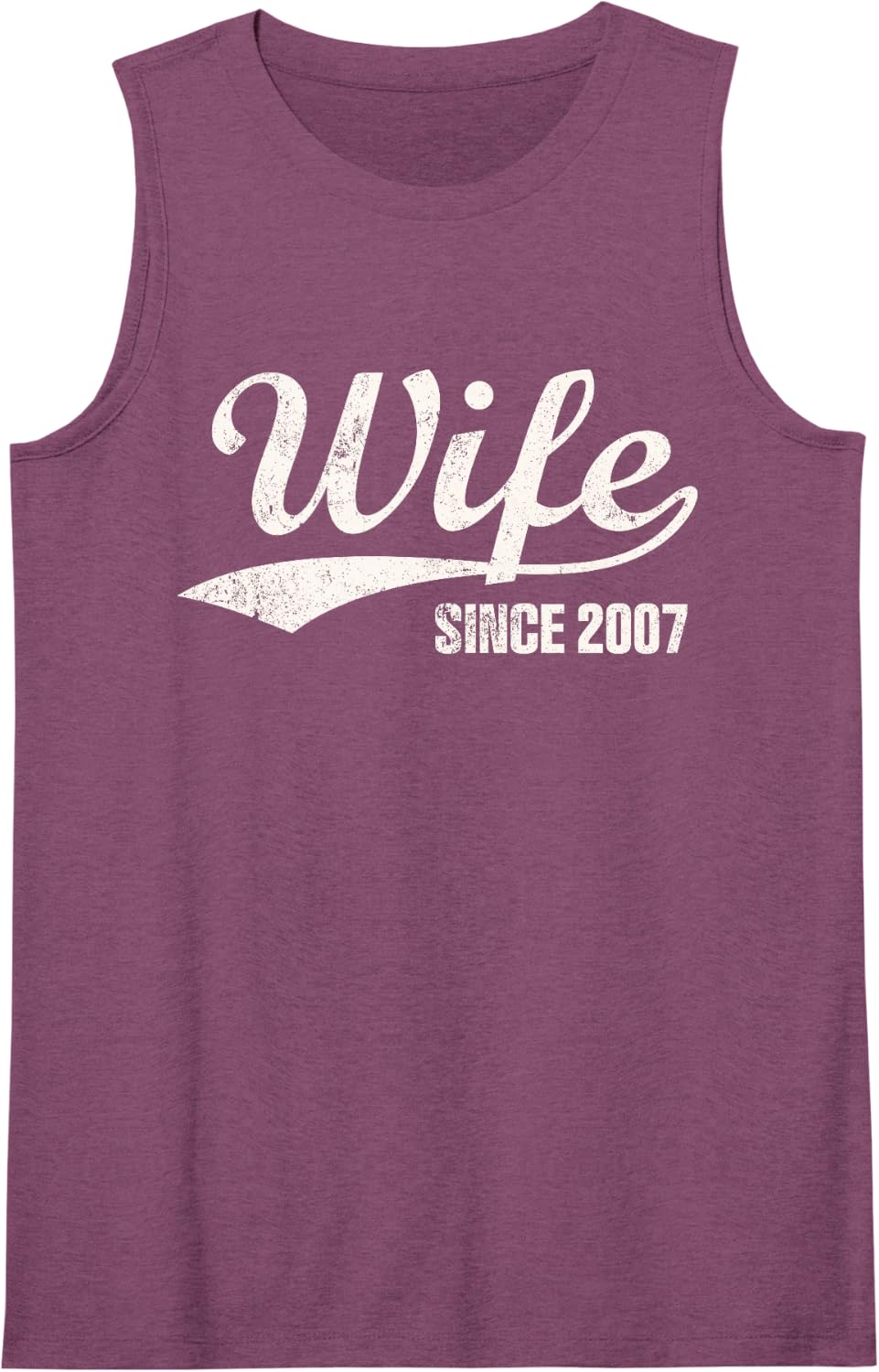Retro Distressed Wife Since 2007 19th Wedding Anniversary Sleeveless Tank Top - Purple