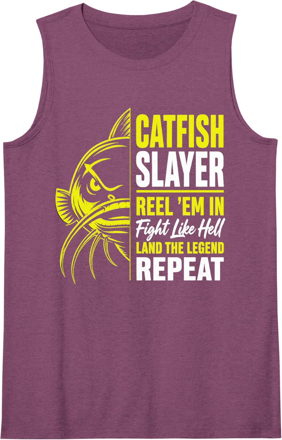 Catfish Angler Catfish Fishing Sleeveless Tank Top - Purple