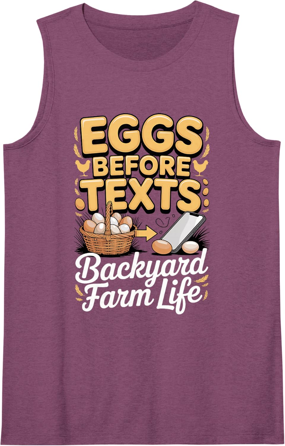 Eggs Before Texts Backyard Farm Life Sleeveless Tank Top - Purple