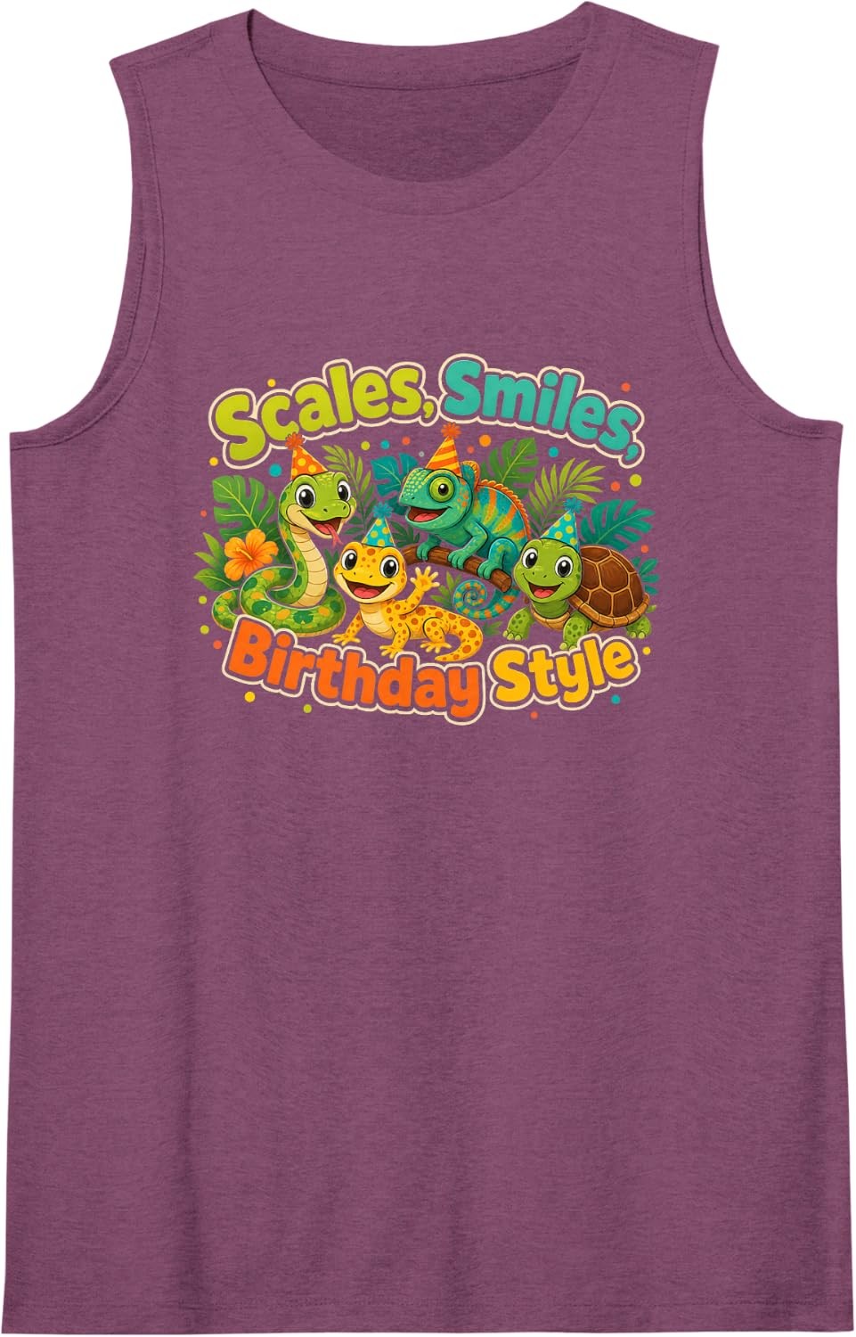 Reptile Birthday Snake Gecko Chameleon Turtle Tank Top - Purple