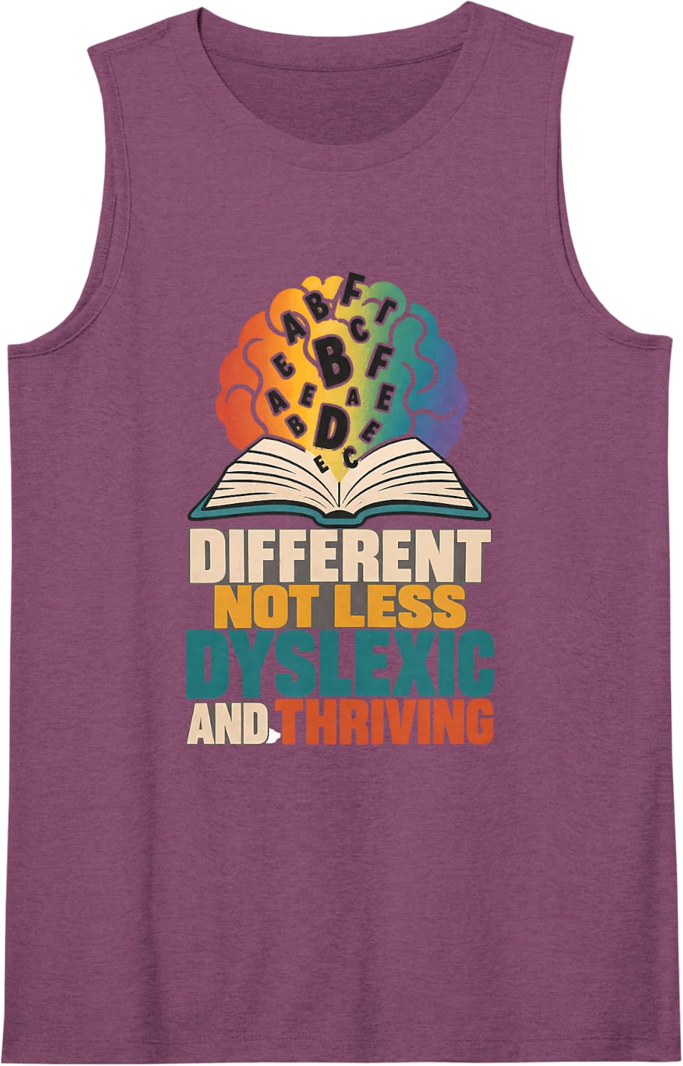 Different Not Less Dyslexic and Thriving Dyslexia Awareness Sleeveless Tank Top - Purple