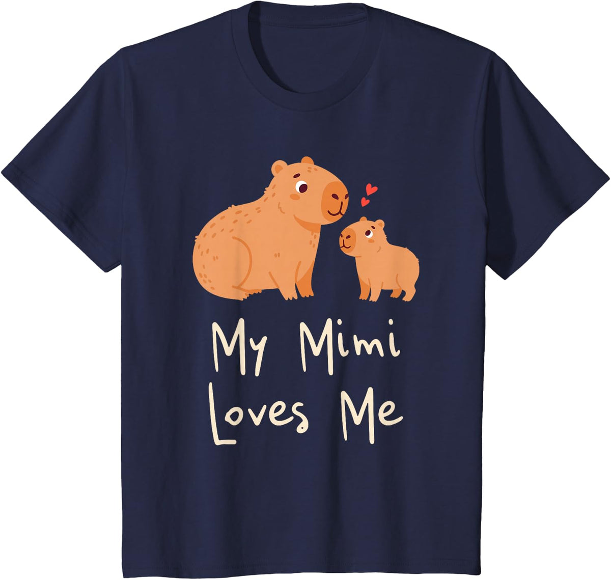 Cute Baby & Grandma My Mimi Loves Me Capybara T-Shirt - Navy Blue