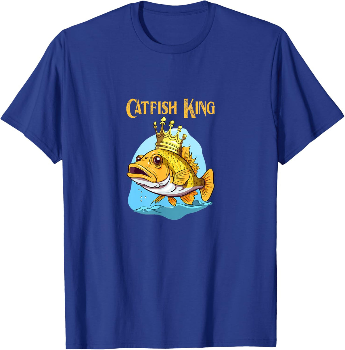 Catfish King Cartoon - Fishing, Fishing T-Shirt - Royal Blue