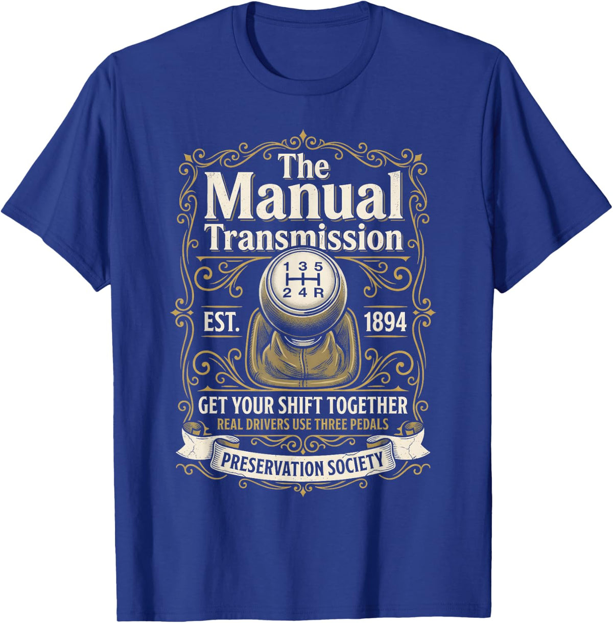 Manual Transmission Preservation Society Shirt Car Guy Tees T-Shirts Men Vintage Car Lover Gift - Royal Blue