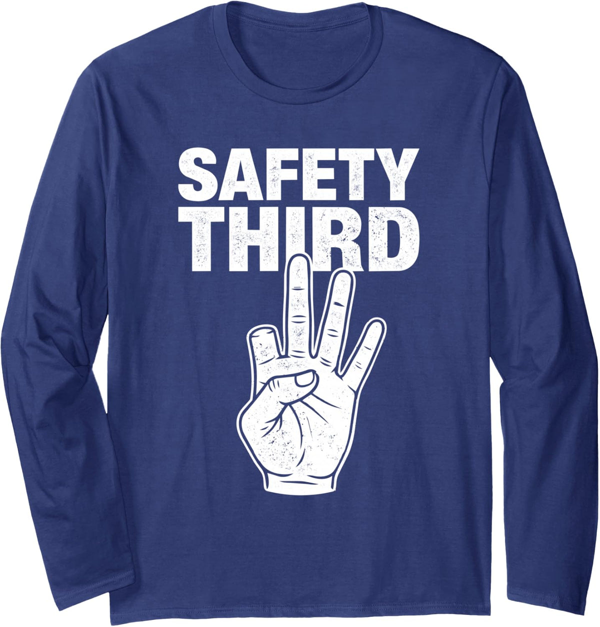 Safety Third - Welder Metalworker Ironworker Welding Long Sleeve T-Shirt - Adult Unisex Navy Blue