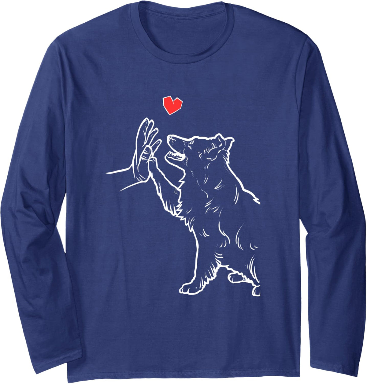 Border Collie Love Cute Border Collie Long Sleeve T-Shirt - Adult Unisex Navy Blue