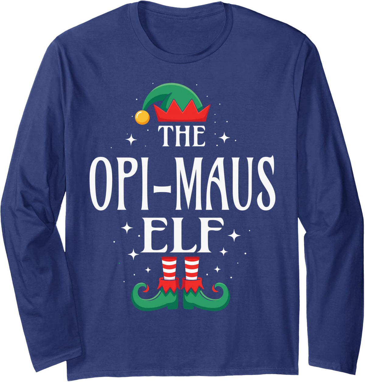 The Opi-Maus Elf Funny Christmas Grandpa Matching Family Long Sleeve T-Shirt - Adult Unisex Navy Blue