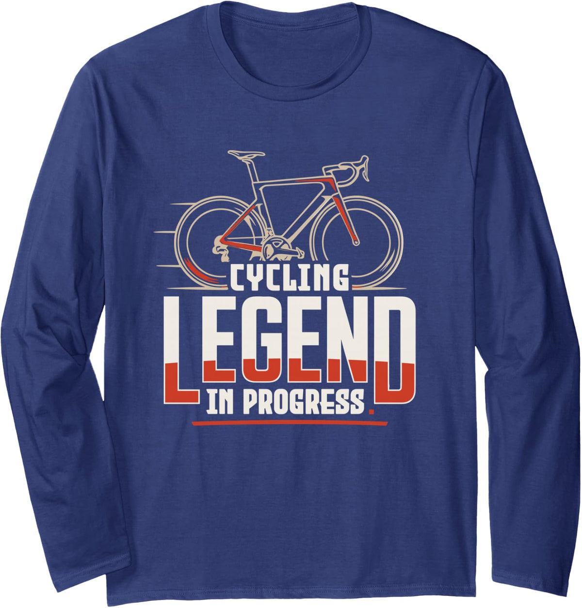 Cycling Legend Road Bike Rider Endurance Cyclist Souvenir Long Sleeve T-Shirt - Adult Unisex Navy Blue