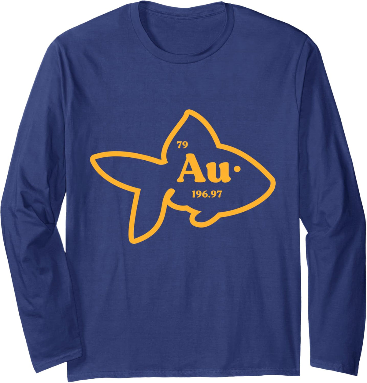 Goldfish AU Periodic Element Chemisty Science Long Sleeve T-Shirt - Adult Unisex Navy Blue