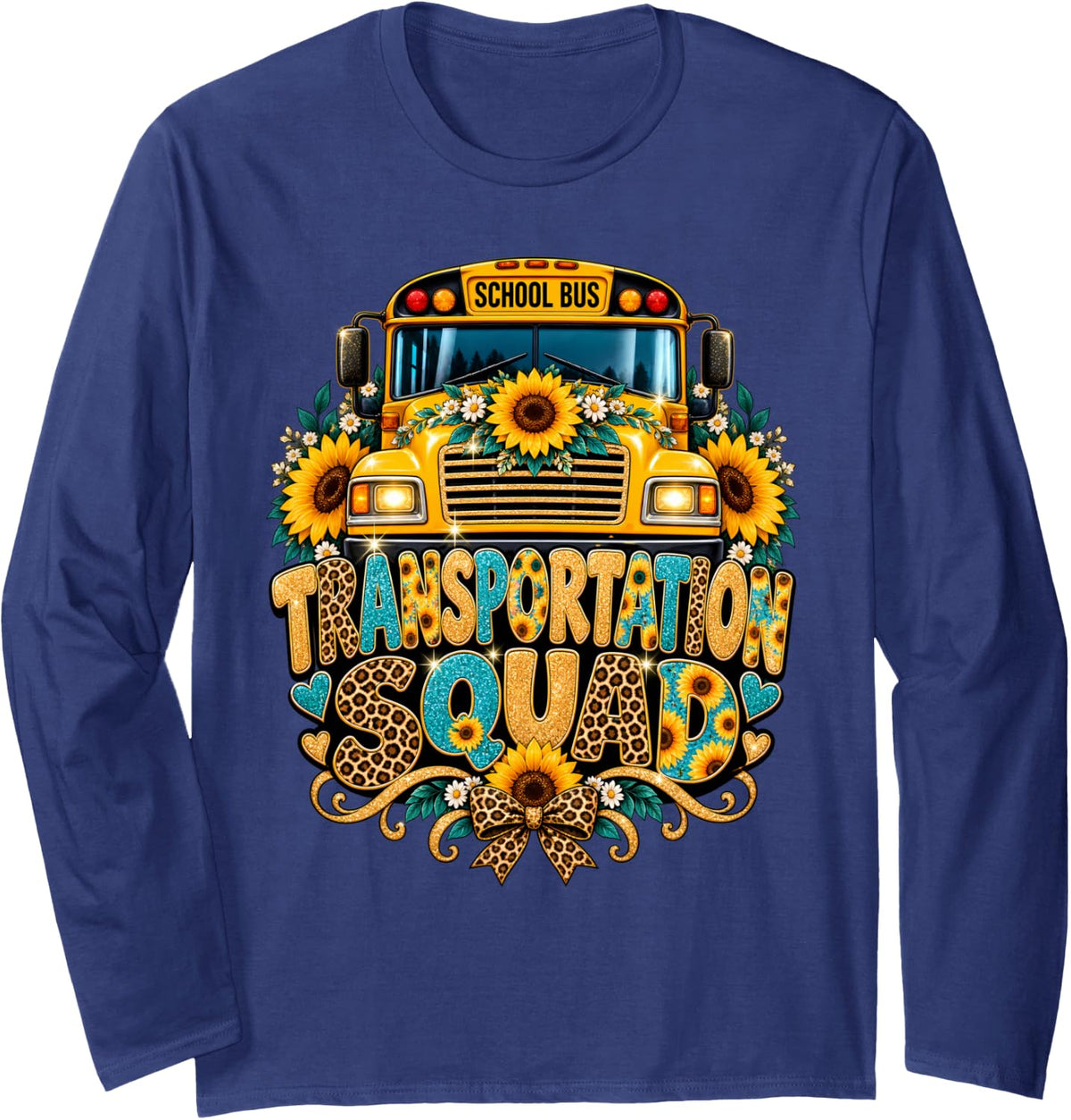 Transportation Squad Driving Bus Driver Bus Transportation Long Sleeve T-Shirt - Adult Unisex Navy Blue