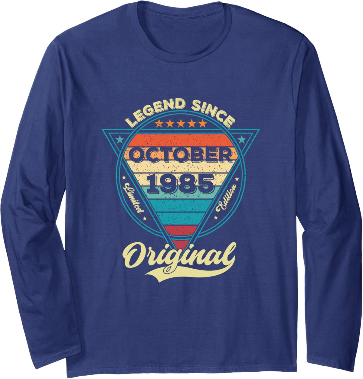 Vintage 41st Birthday Legend Since October 1985 Long Sleeve T-Shirt - Adult Unisex Navy Blue