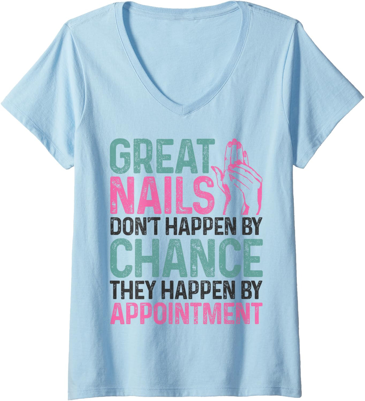 Women's Nail Technician Manicurist Beauty Funny Nailboss Tech Artist V-Neck T-Shirt - Baby Blue