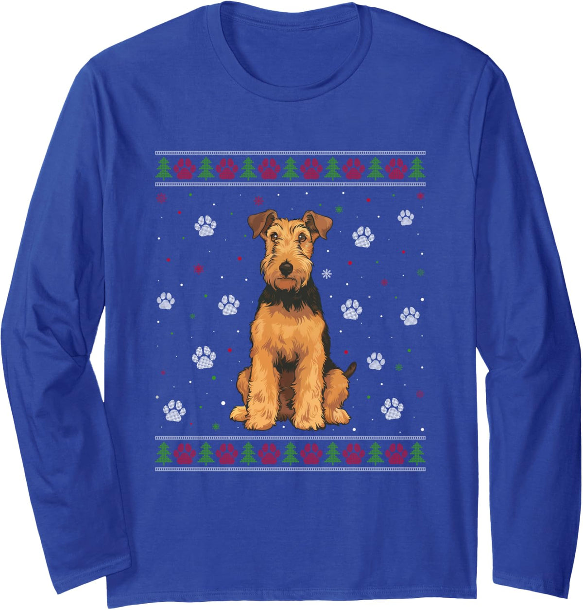 Airedale Terrier Christmas Sweater Xmas Pet Animal Dog Lover Long Sleeve T-Shirt - Adult Unisex Royal Blue