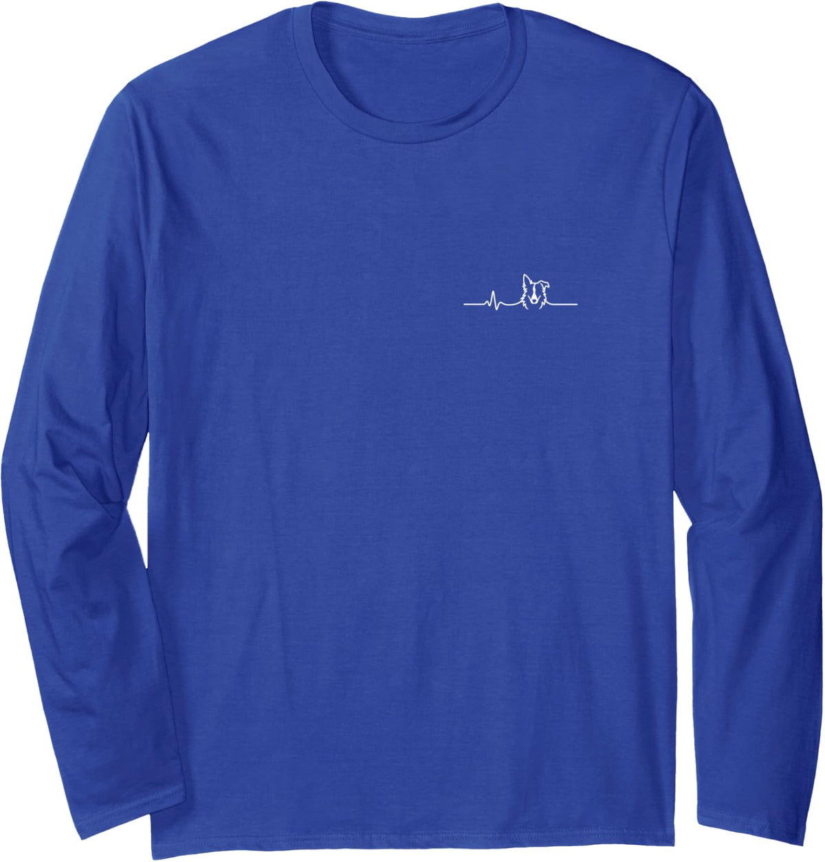 Border Collie Heartbeat Minimalist Dog Lover Design Long Sleeve T-Shirt - Adult Unisex Royal Blue