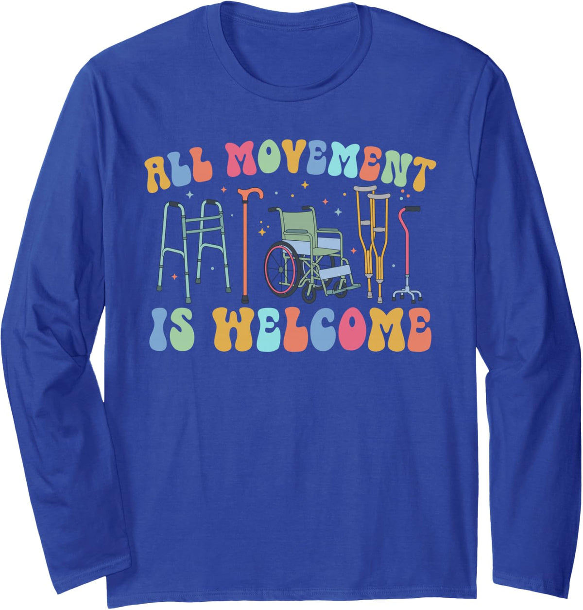 Physical Therapist Appreciation Month Groovy PT Therapist Long Sleeve T-Shirt - Adult Unisex Royal Blue