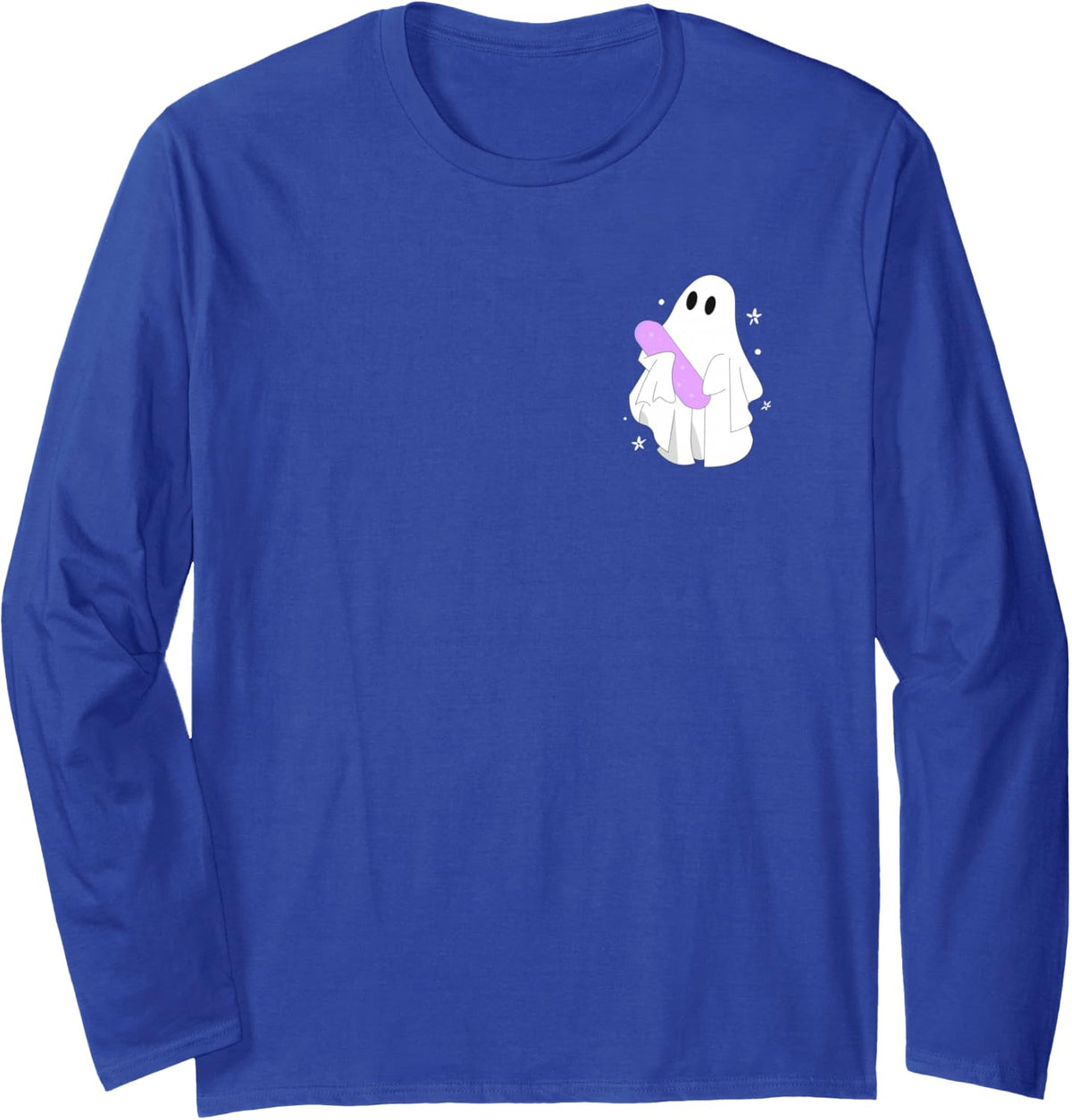 Spooky Nail Tech Cute Ghost Manicurist Artist Halloween Fall Long Sleeve T-Shirt - Adult Unisex Royal Blue