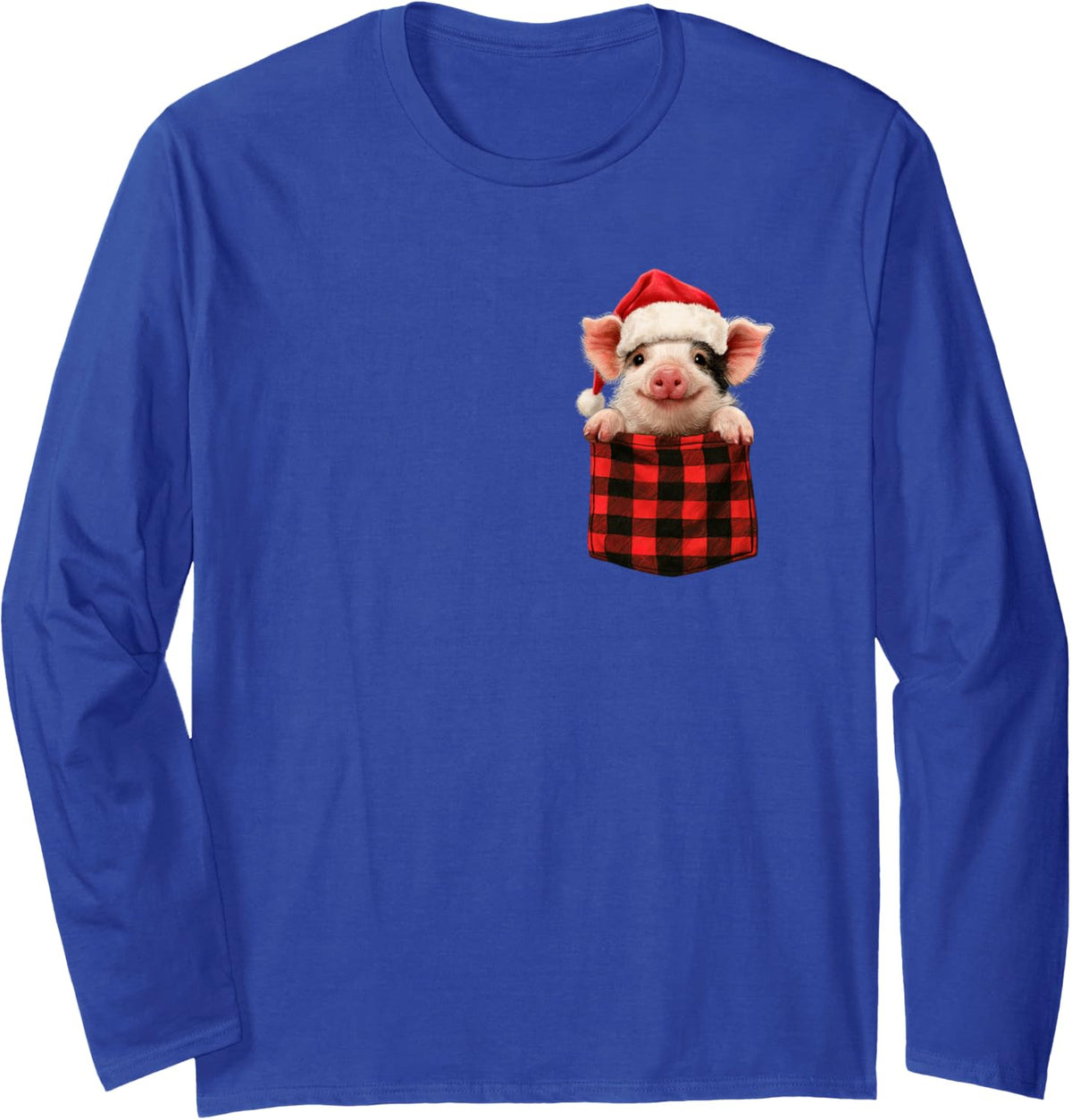 Cute Pig in Your Front Pocket Pig Lover Christmas Long Sleeve T-Shirt - Adult Unisex Royal Blue