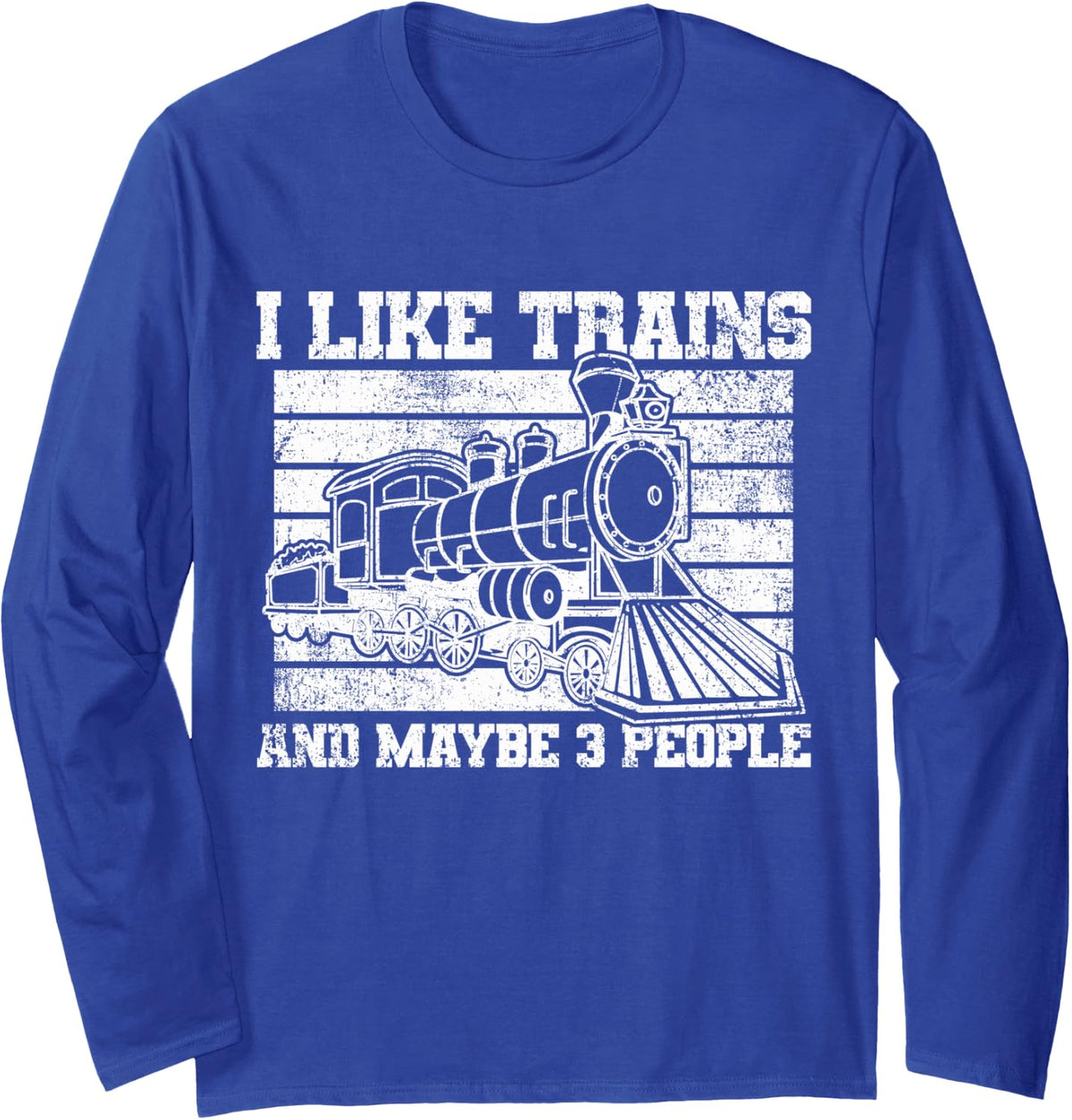 Trains Railroad Locomotive Model Train Long Sleeve T-Shirt - Adult Unisex Royal Blue