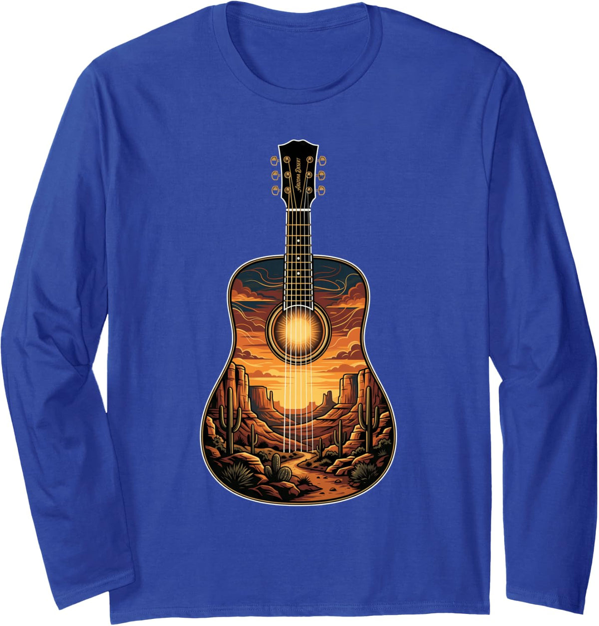 Acoustic Guitar Musician Country Western Music Long Sleeve T-Shirt - Adult Unisex Royal Blue
