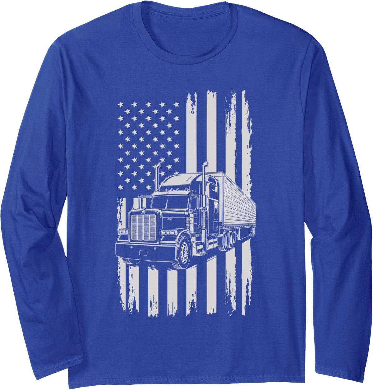 Truck Driver Art for Men Women Truck Driver Trucking Trucker Long Sleeve T-Shirt - Adult Unisex Royal Blue
