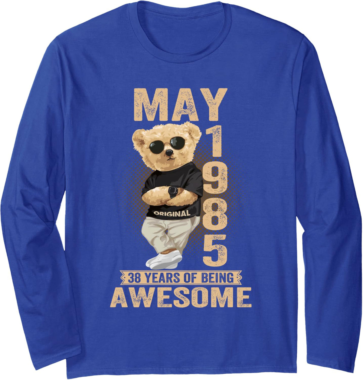 May 1985 38th Birthday 2023 38 Years of Being Awesome Long Sleeve T-Shirt - Adult Unisex Royal Blue