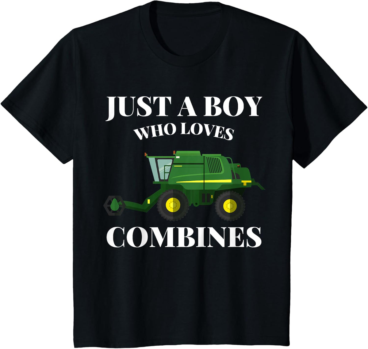 Just A Boy Who Loves Combines Farming Vehicle Lover T-Shirt - Black