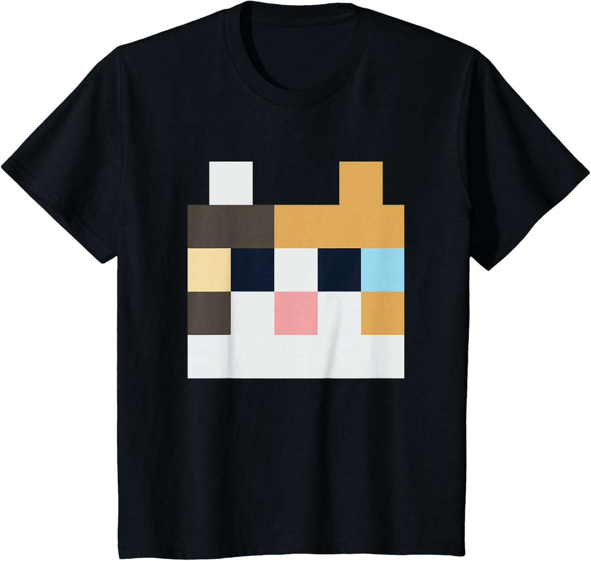 Minecraft Calico Cat Pixel Halloween T-Shirt - Black