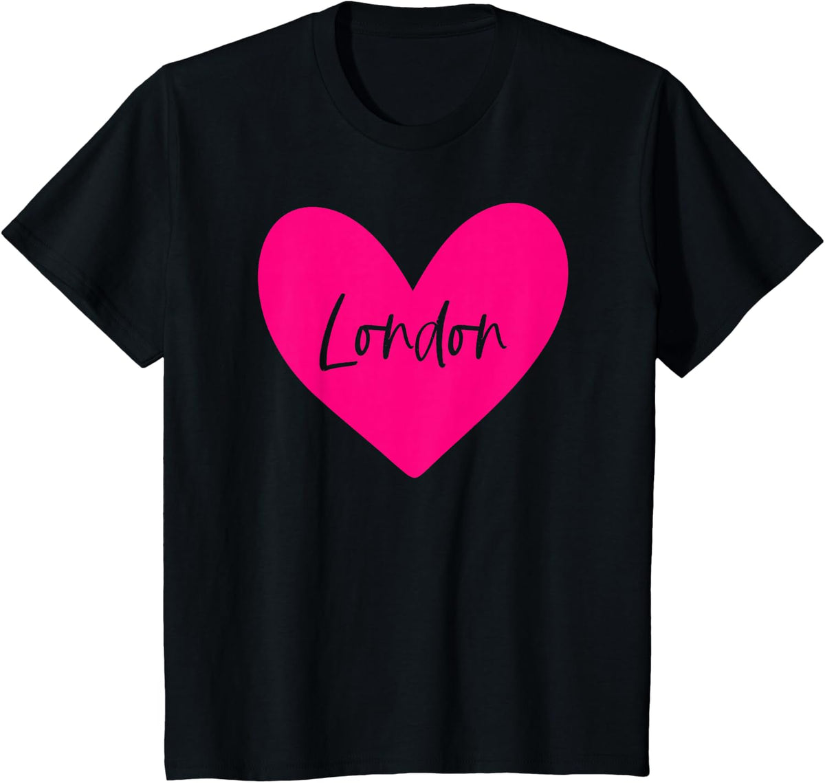 Pink London Name Heart Love Woman Girl Friend Personalized T-Shirt - Black