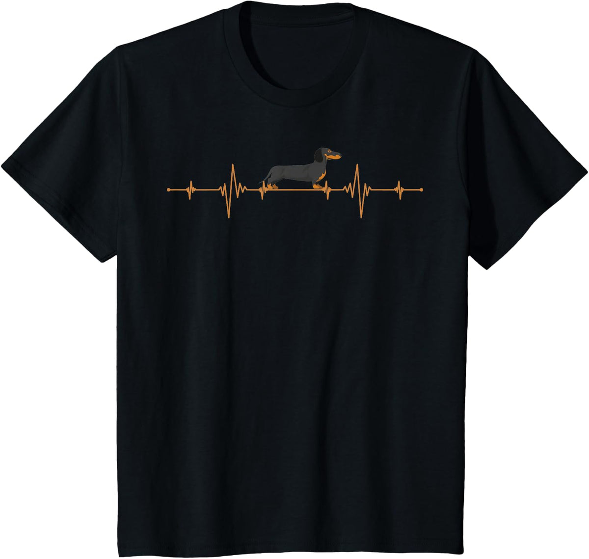 Dachshund Heartbeat Dog Lovers T-Shirt - Black