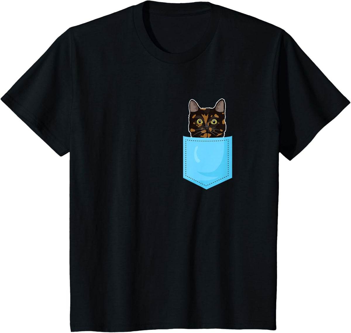 Tortie Cat Owner Pocket Tortie Cat Mom Tortoiseshell Cat Dad T-Shirt - Black
