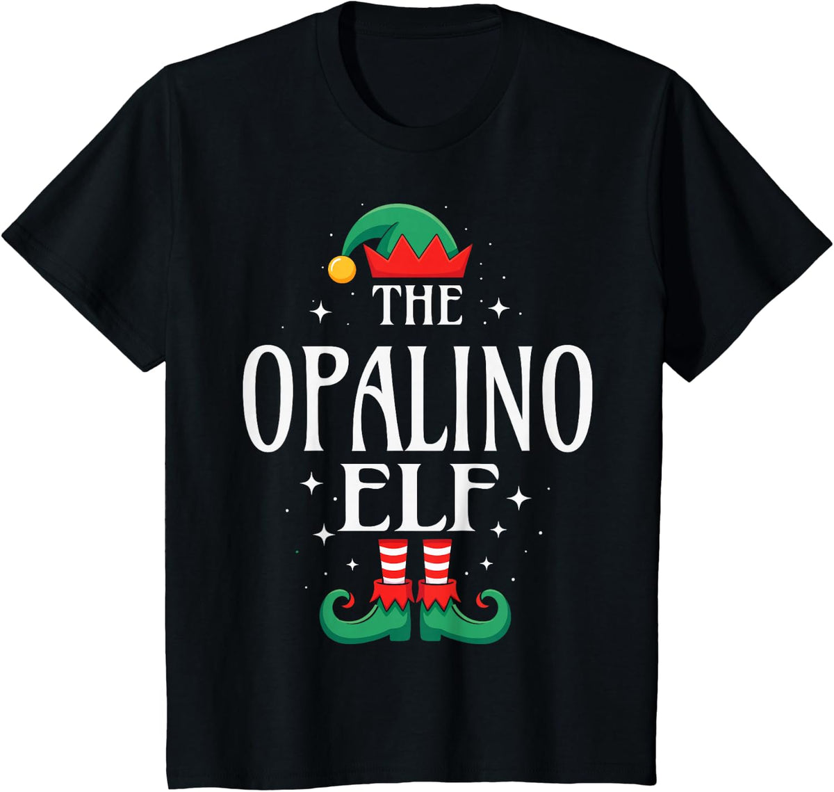 The Opalino Elf Funny Christmas Grandpa Matching Family T-Shirt - Black