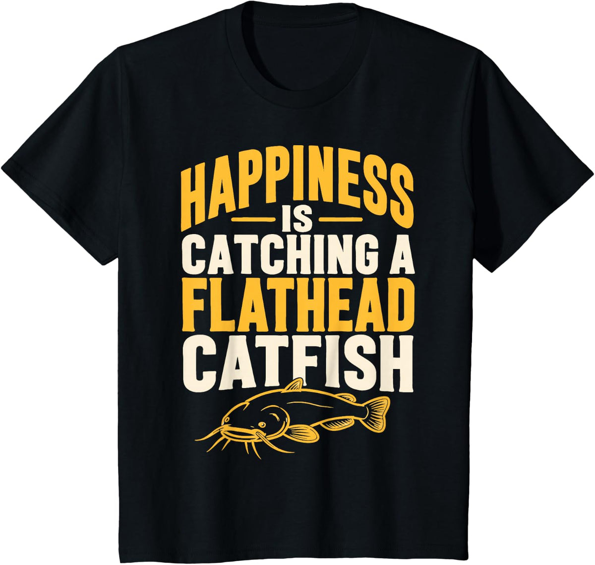 Catfish Angler Flathead Catfish Fishing T-Shirt - Black