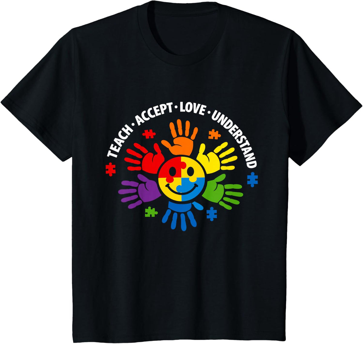 Autism Awareness Month Acceptance Kids Teachers T-Shirt - Black