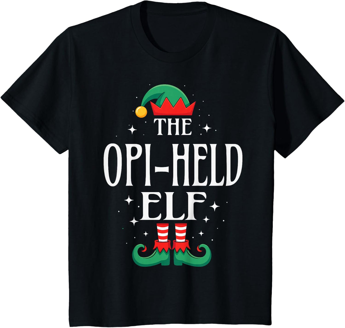 The Opi-Held Elf Funny Christmas Grandpa Matching Family T-Shirt - Black