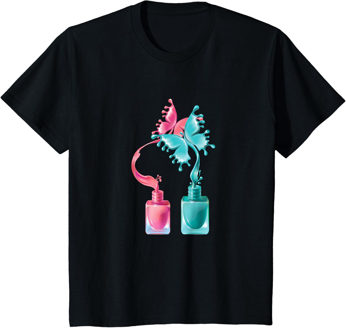 Nail Tech Shirts for Women Nail Polish Butterfly T-Shirts Tees Nail Artist Gift - Black