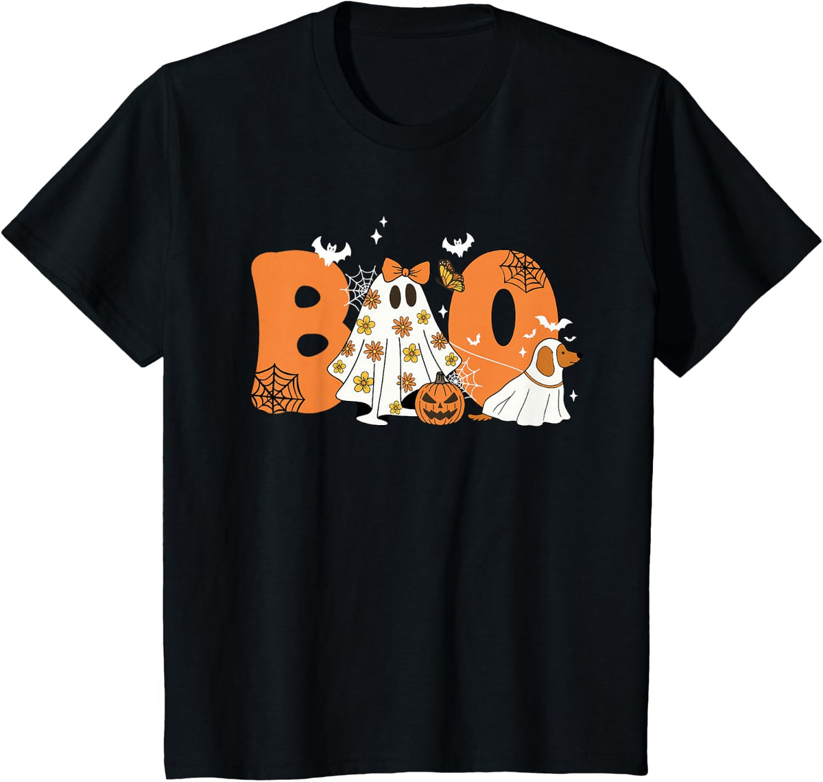 Funny Dachshund Ghost Halloween Pumpkin Spooky Dog Lover T-Shirt - Black