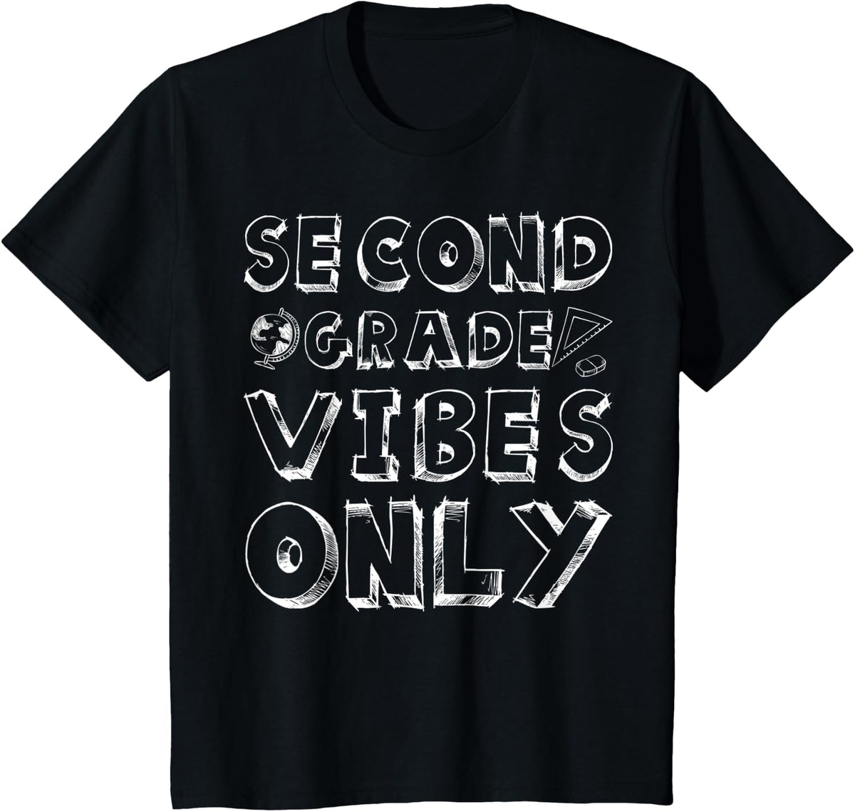 School 2nd Grade Gift Back To School Second Grade Vibes Only T-Shirt - Black
